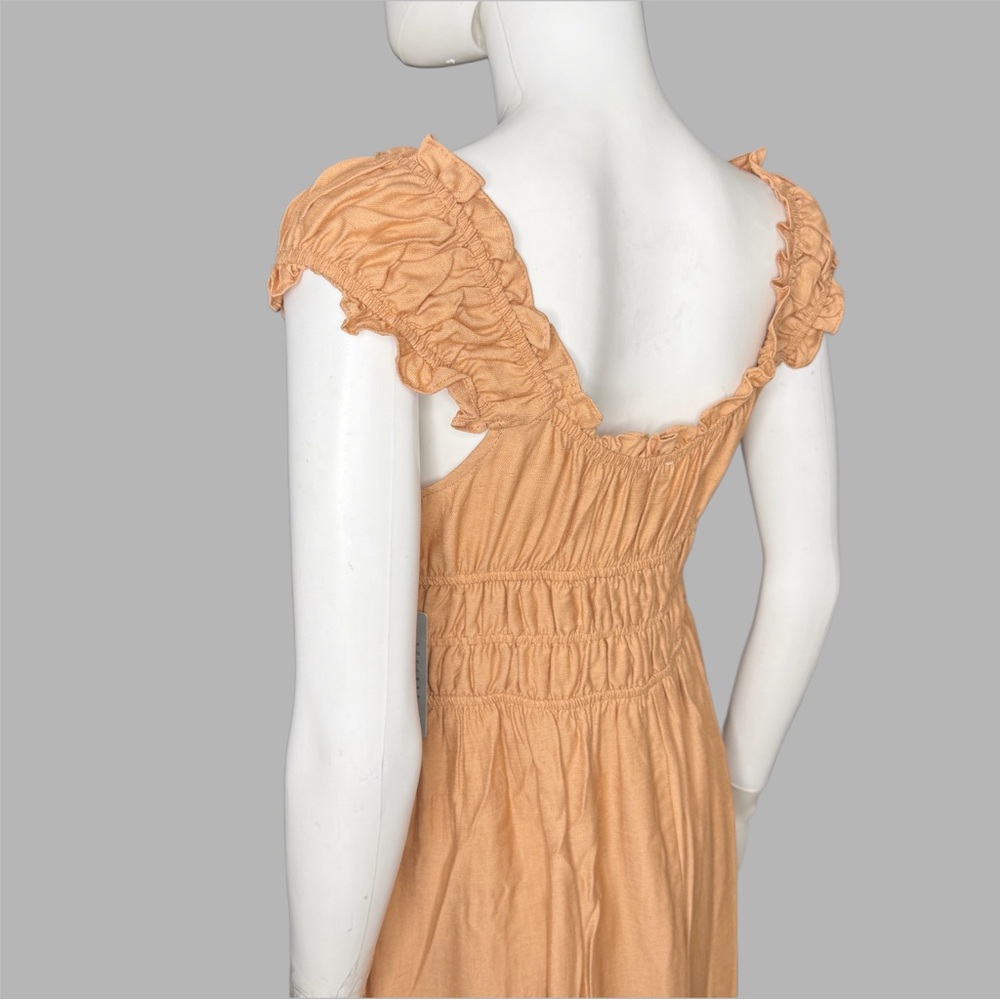 Blu Pepper Sleeveless Ruffled Tan Midi Dress - Picture 4 of 6